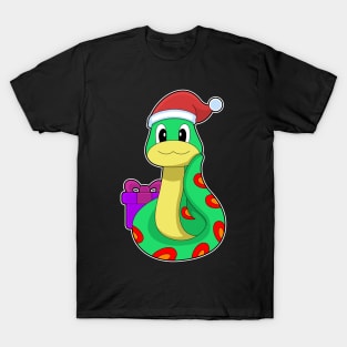 Snake Christmas Santa hat T-Shirt